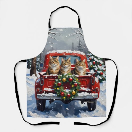 Maine Coon Christmas Red Truck Holiday Schort (Voorkant)