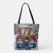 Maine Coon Christmas Red Truck Holiday Tote Bag (Achterkant)