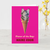 Maine Coon Cone Gevouwen Wenskaart Kaart (Gele Bloem)