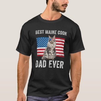 Maine Coon Dad American Flag Cat Lover Owner Kat T-shirt