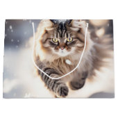 Maine Coon Dashing Door de Sneeuw Groot Cadeauzakje (Voorkant)