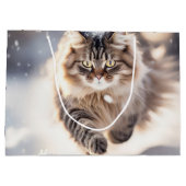 Maine Coon Dashing Door de Sneeuw Groot Cadeauzakje (Achterkant)