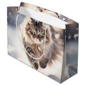 Maine Coon Dashing Door de Sneeuw Groot Cadeauzakje (Achterkant Gekanteld)