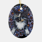 Maine Coon Dilute Calico Cat Paars Daisy Keramisch Ornament (Achterkant)