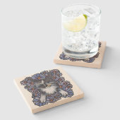 Maine Coon Dilute Calico Cat Paars Daisy Stenen Onderzetter (Zijkant)