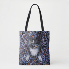 Maine Coon Dilute Calico Cat Paars Daisy Tote Bag