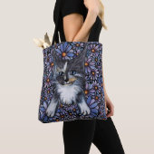 Maine Coon Dilute Calico Cat Paars Daisy Tote Bag (Dichtbij)