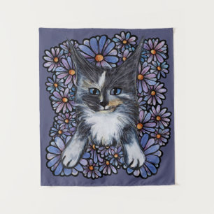 Maine Coon Dilute Calico Cat Paars Daisy Wandkleed