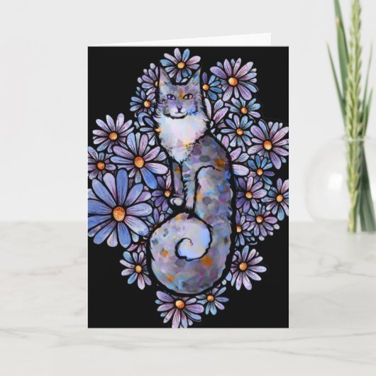 Maine Coon Dilute Calico Cat Paars Kaart (Voorkant)