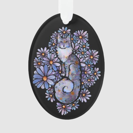 Maine Coon Dilute Calico Cat Paars Ornament (voorkant)