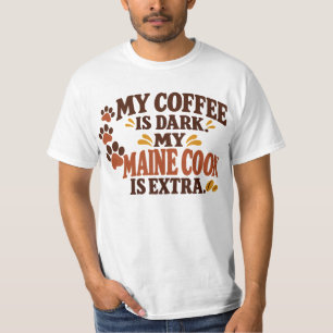 Maine Coon Donkere Koffie Retro Bruin & Oranje Cit T-shirt
