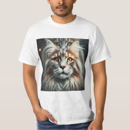 Maine Coon: Elegancia en Doble Exposición T-shirt