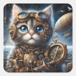 Maine Coon Explorer Vierkante Sticker