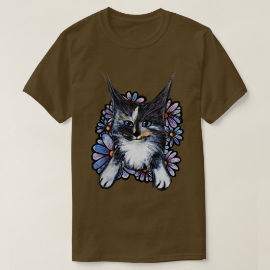 Maine Coon floral Cat T-shirt (Design voorkant)