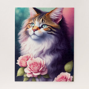 Maine Coon & Flowers Portret Legpuzzel