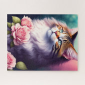  Maine Coon & Flowers Portret Legpuzzel (Horizontaal)