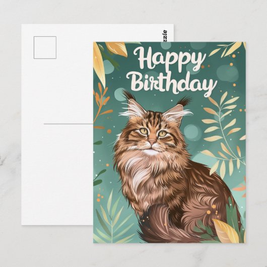 Maine Coon Gefeliciteerd Briefkaart (Voorkant / Achterkant)
