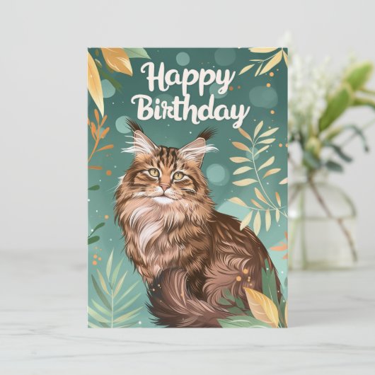 Maine Coon Gelukkige Verjaardag Feestdagenkaart (Staand voorkant)