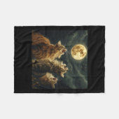 Maine Coon Howl bij Moon Cat Lover Fleece Deken (Voorkant (Horizontaal))