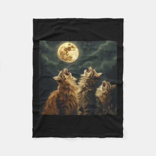 Maine Coon Howl bij Moon Cat Lover Fleece Deken (Voorkant)