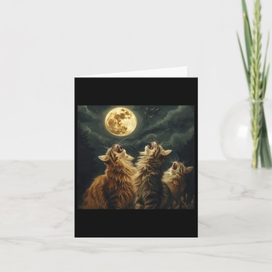 Maine Coon Howl bij Moon Cat Lover Kaart (Voorkant)