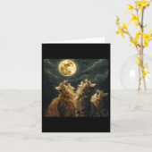 Maine Coon Howl bij Moon Cat Lover Kaart (Gele Bloem)