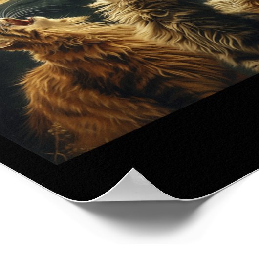 Maine Coon Howl bij Moon Cat Lover Poster (Hoek)