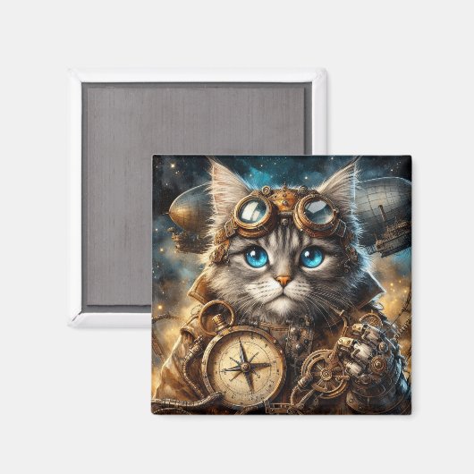 Maine Coon in de ruimte Magneet (Voorkant / Achterkant)