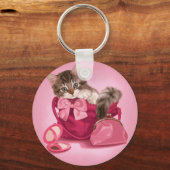 Maine coon in roze handtas sleutelhanger (Voorkant)