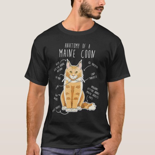 Maine Coon Kat Anatomie Leuk Huisdier Kat Mam Kat  T-shirt (Voorkant)