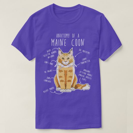 Maine Coon Kat Anatomie TShirt 2 (Design voorkant)