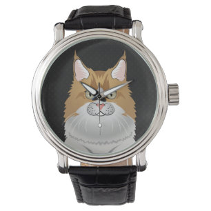 Maine Coon Kat Cartoon (Licht) Horloge