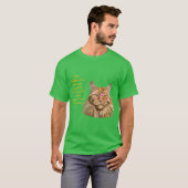 Maine Coon Kat Einstein Hand Getekende Digitale Ku T-shirt (Voorkant volledig)