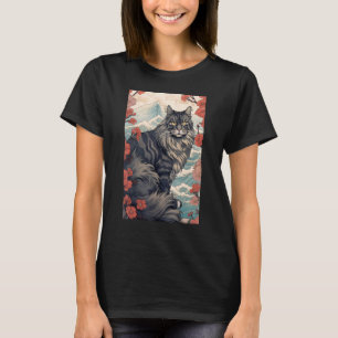 Maine Coon Kat Esthetisch Japans Ukiyo e 5 T-shirt
