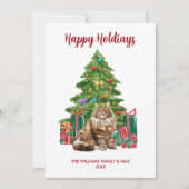 Maine Coon Kat Familie Kerstmis Feestdagenkaart (Voorkant)