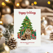 Maine Coon Kat Familie Kerstmis Feestdagenkaart