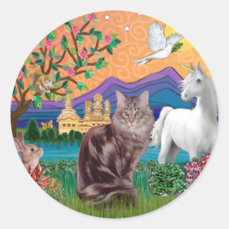 Maine Coon Kat - Fantasieland Ronde Sticker