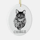 Maine Coon Kat Hand Tekening Gepersonaliseerd Keramisch Ornament (Rechts)