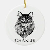 Maine Coon Kat Hand Tekening Gepersonaliseerd Keramisch Ornament (Voorkant)