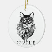 Maine Coon Kat Hand Tekening Gepersonaliseerd Keramisch Ornament (Links)