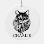 Maine Coon Kat Hand Tekening Gepersonaliseerd Keramisch Ornament (Achterkant)