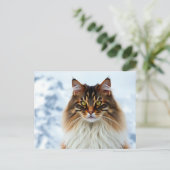 Maine Coon kat in een besneeuwde wildernis portret Briefkaart (Staand voorkant)