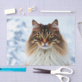 Maine Coon kat in een besneeuwde wildernis portret Tissuepapier (Craft)