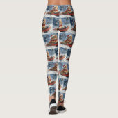Maine Coon Kat in Sledge Laat het Sneeuw Kerstmis Leggings (Achterkant)