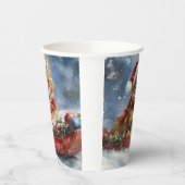 Maine Coon Kat in Sledge Laat het Sneeuw Kerstmis Papieren Bekers (Links)