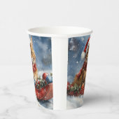 Maine Coon Kat in Sledge Laat het Sneeuw Kerstmis Papieren Bekers (Rechts)