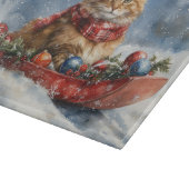 Maine Coon Kat in Sledge Laat het Sneeuw Kerstmis Snijplank (Hoek)
