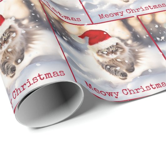 Maine Coon Kat In Sneeuw Cadeaupapier (Rol Hoek)