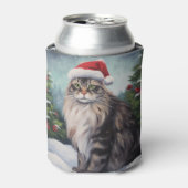 Maine Coon Kat in Sneeuw Kerstmis Blikjeskoeler (Blikje Voorkant)