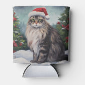 Maine Coon Kat in Sneeuw Kerstmis Blikjeskoeler (Voorkant)